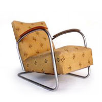 Early Vintage Tubular Easy Chair with Original Fabric