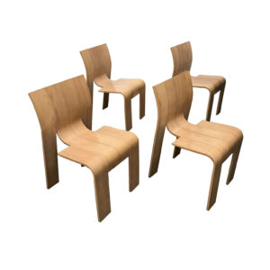 Set of Stackable Bended Wood Strip Chairs, Priced per Chair