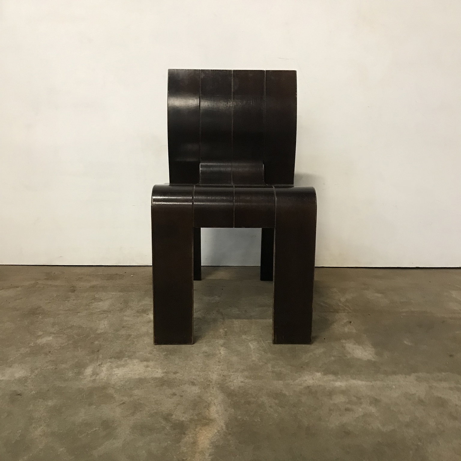 Brown Varnished Stackable Bended Wood Strip Chairs, Gijs Bakker for Castelijn - Image 10