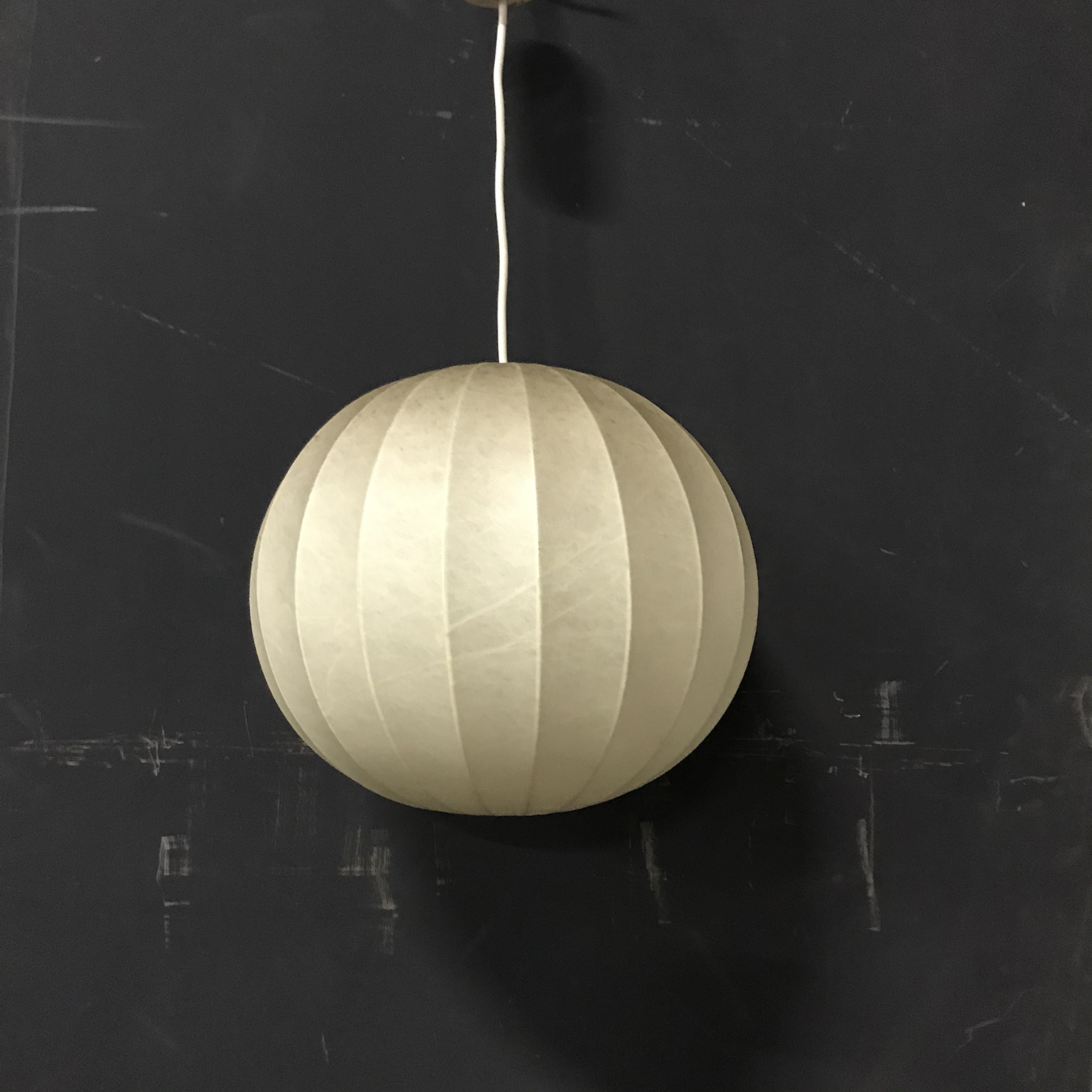 Spherical Cocoon Warm Light Pendant Lamp Plastic on Thin Metal Frame - Image 2