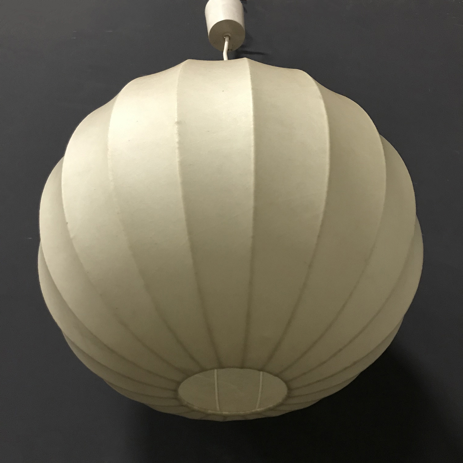 Spherical Cocoon Warm Light Pendant Lamp Plastic on Thin Metal Frame - Image 5
