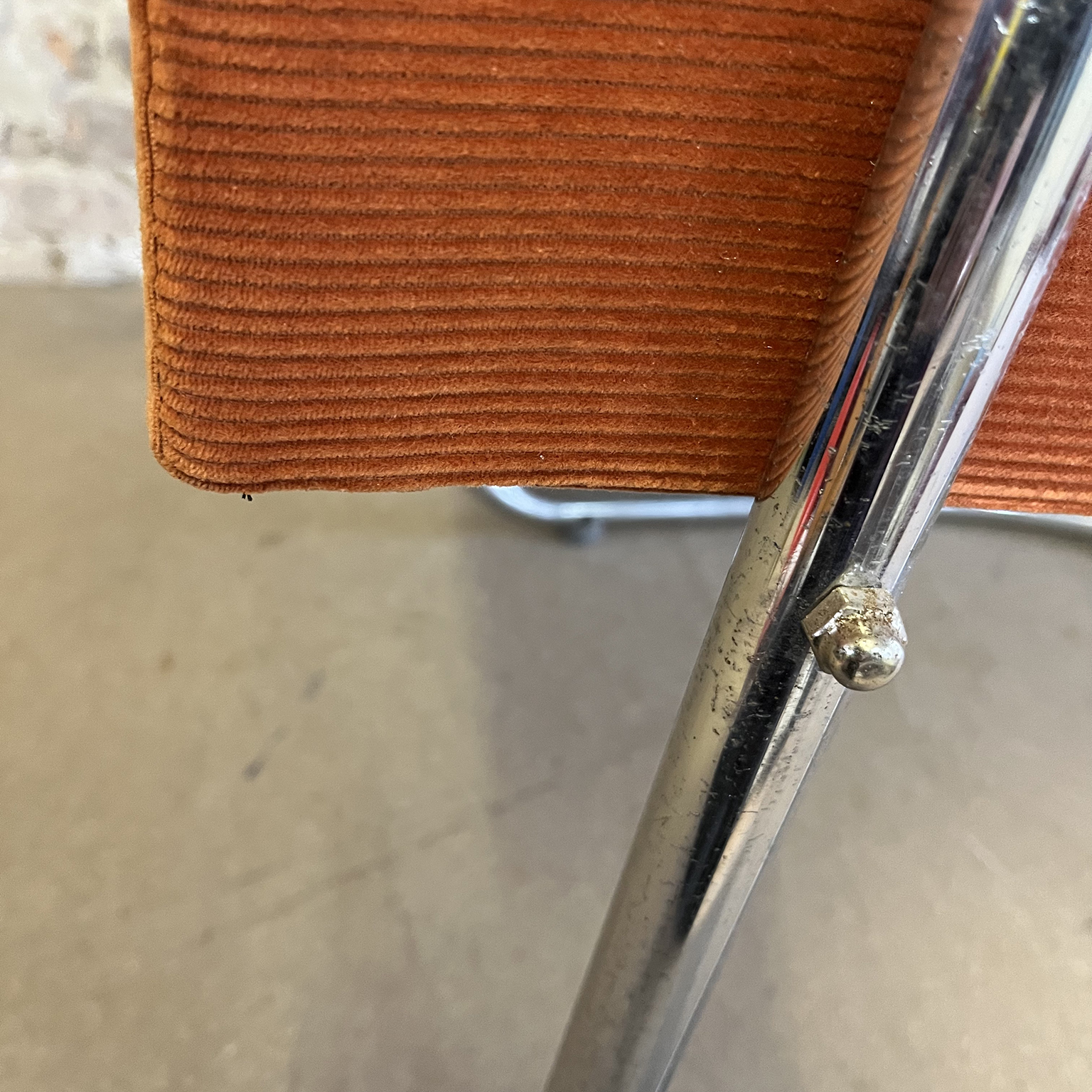 S 169, Tubular Easy Chair in Orange Light Brown Manchester with Wooden Armrests and Upholstery Unique Tilt Mechanism De Cirkel - Image 13