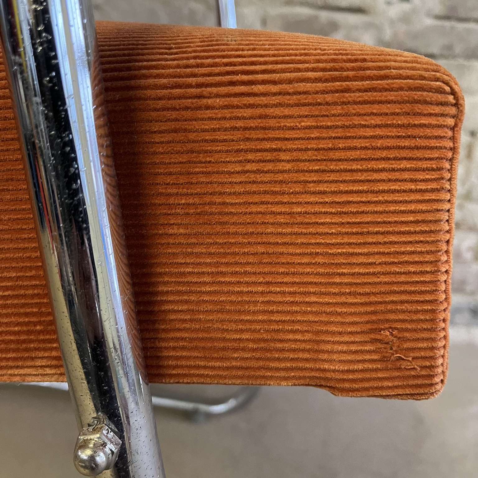 S 169, Tubular Easy Chair in Orange Light Brown Manchester with Wooden Armrests and Upholstery Unique Tilt Mechanism De Cirkel - Image 15