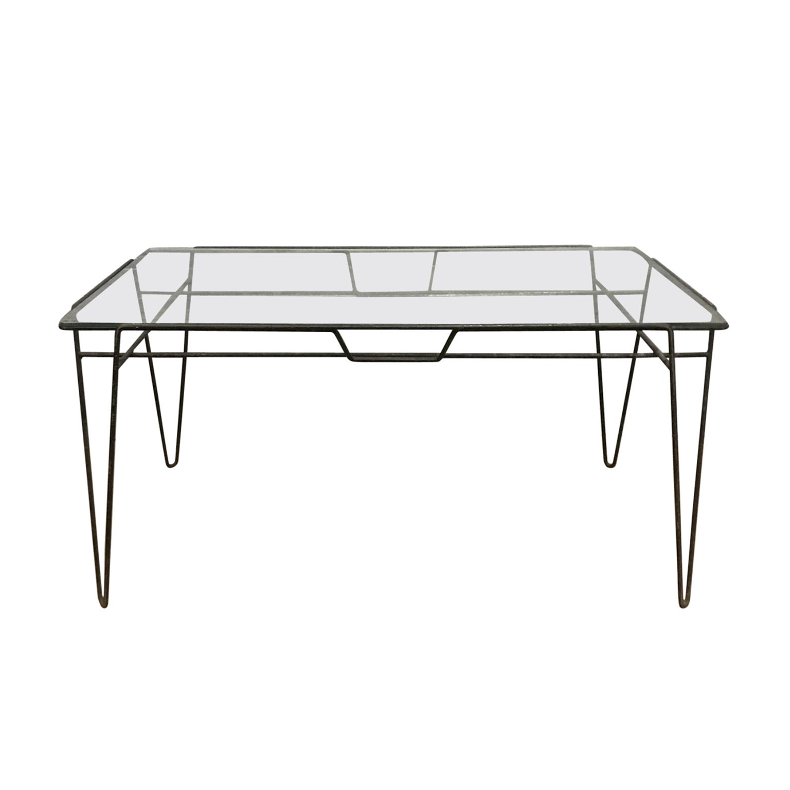 Super Elegant Dining Table, Black Metal Hairpin Legs and Glass Top, Buena de Mesquita