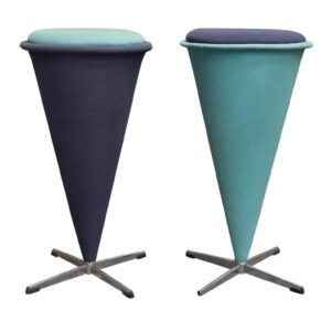 Cone High Stool, Original Turqois Linen Fabric, Verner Panton, Rosenthal