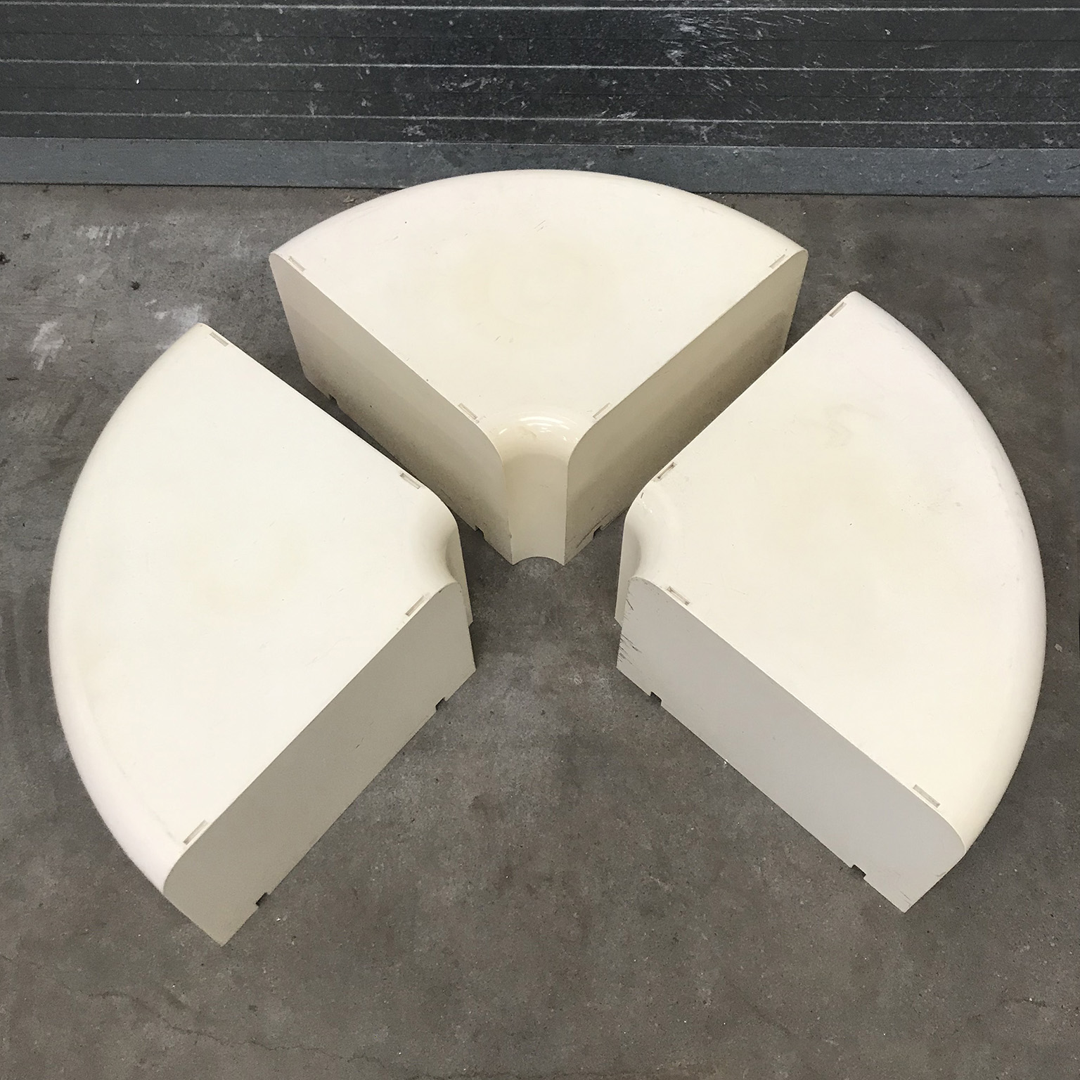 Three Half Round Plastic Side Tables in Off-White - Image 13