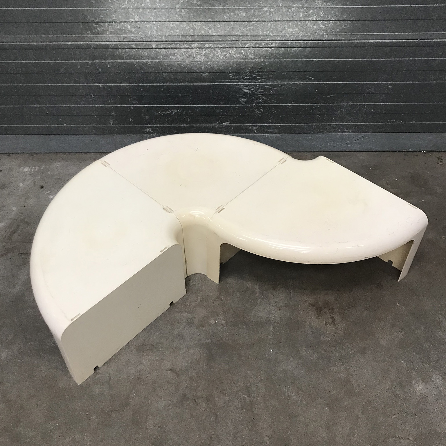 Three Half Round Plastic Side Tables in Off-White - Image 15