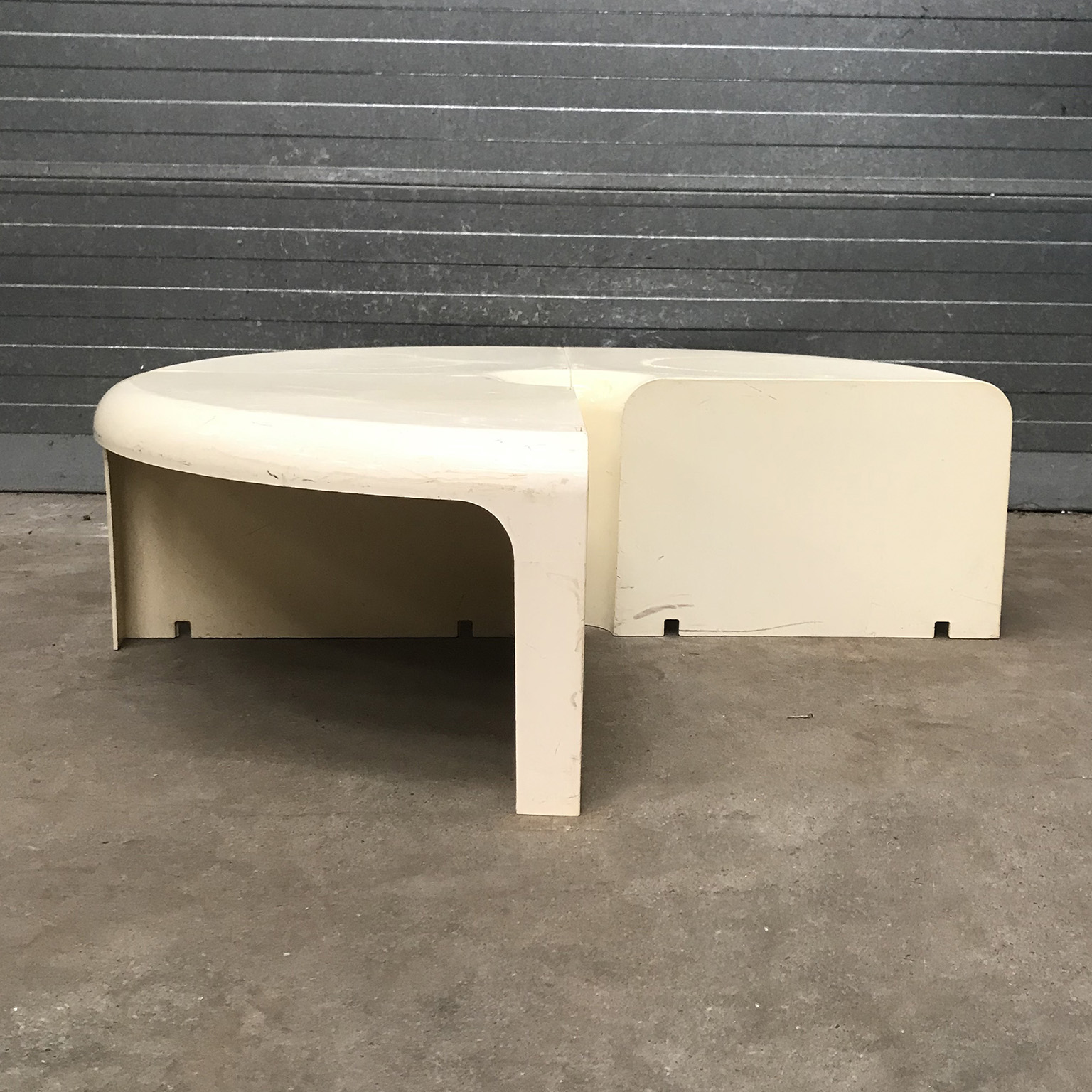 Three Half Round Plastic Side Tables in Off-White - Image 3