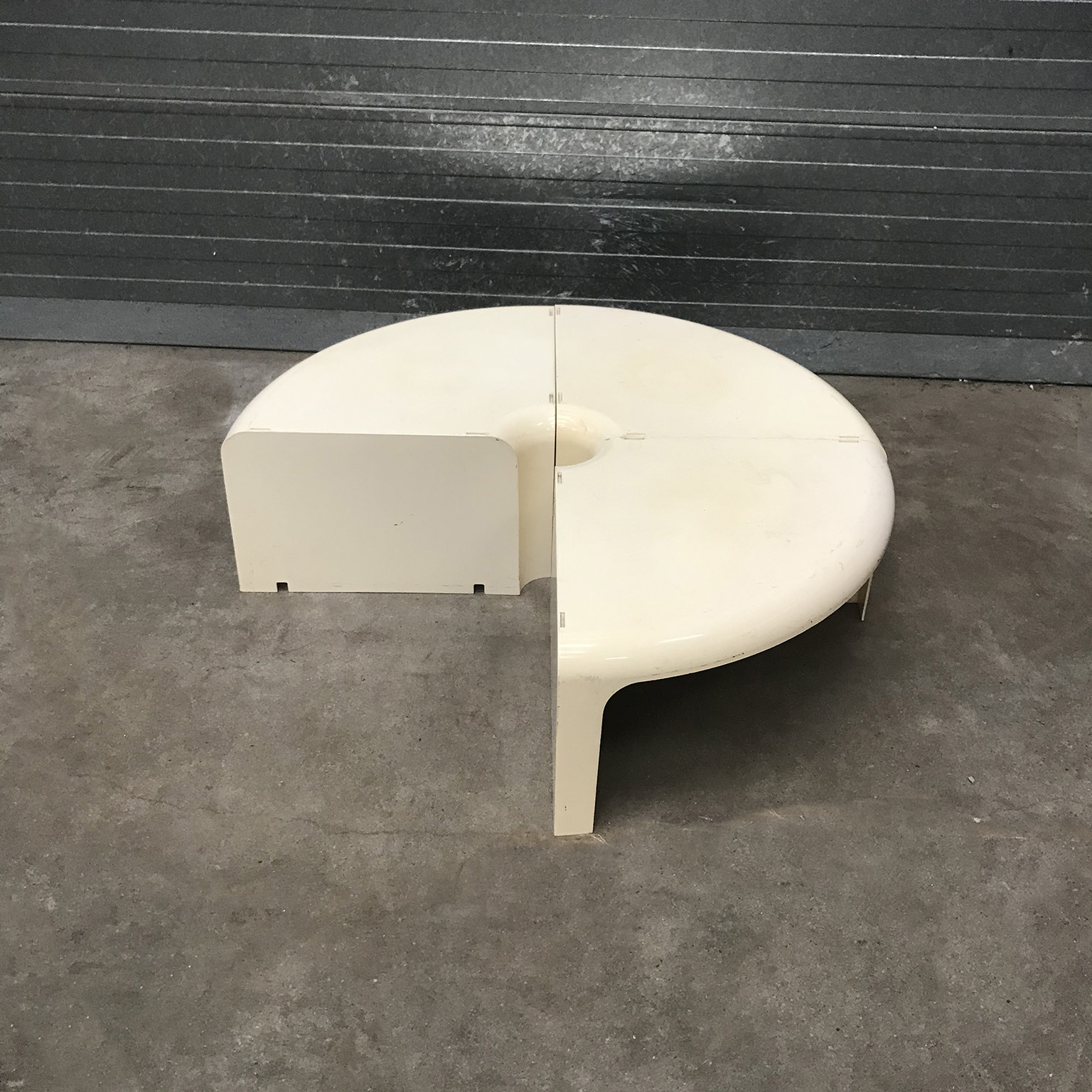 Three Half Round Plastic Side Tables in Off-White - Image 4