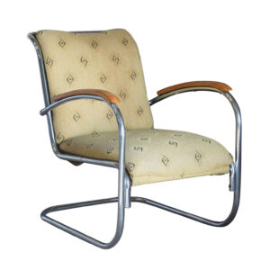 Early Vintage Tubular Easy Chair with Original Fabric, Paul Schuitema, Fana Metaal