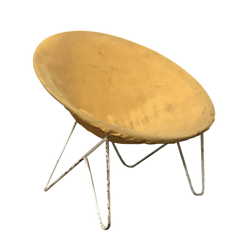 Elegant Sixties Hammock Chair with White Base in Style of Ferrari and Hardoy Plus Bertoia