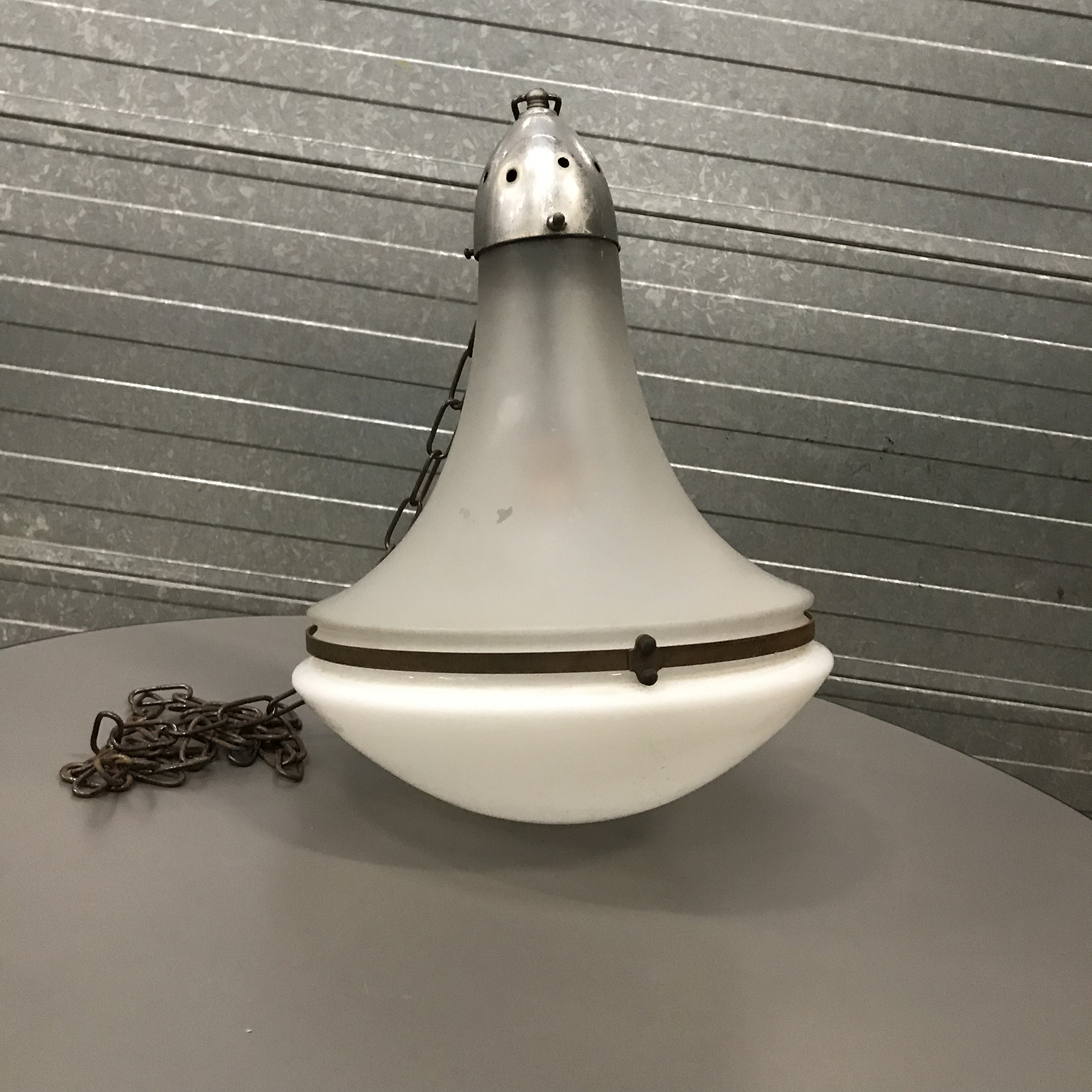 1910, Peter Behrens, Luzette Pendant Lamp With White and Matted Glass Shade - Image 2