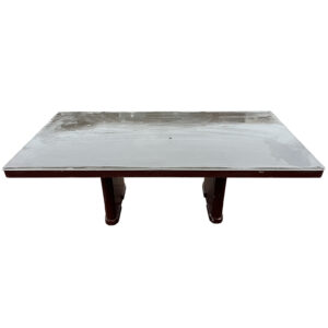 Industrial Table with Dark Grey Tabletop with Burgundy Red Edge and Legs