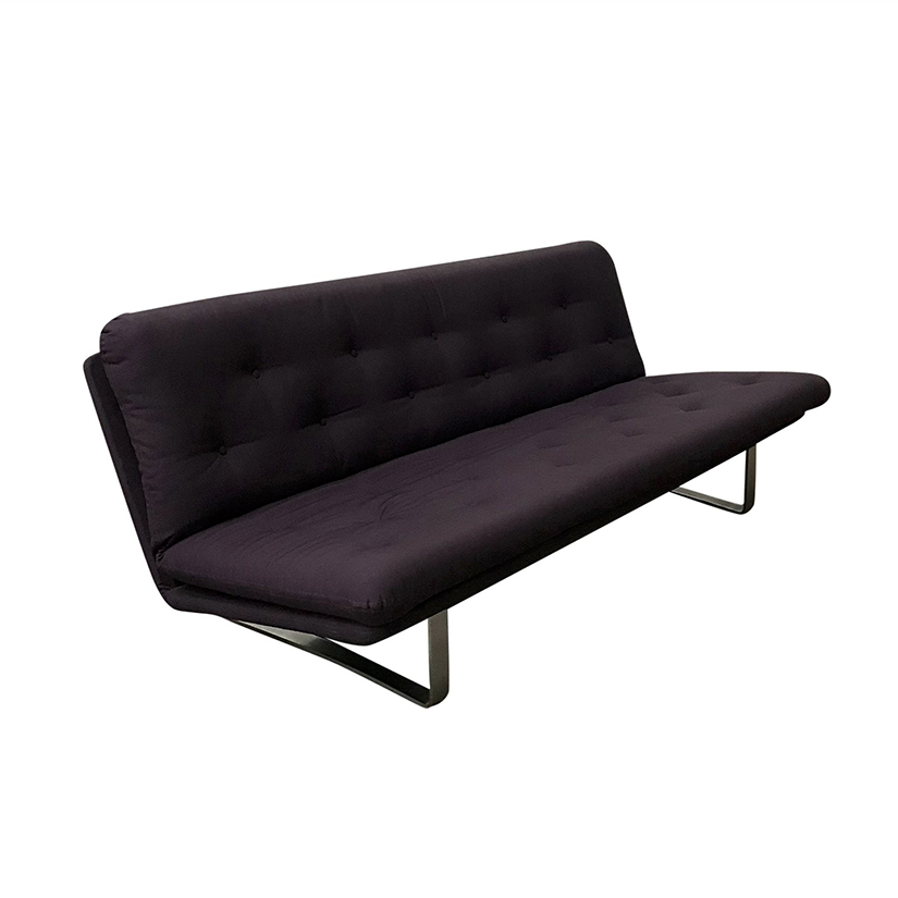 3-Seat Kho Liang Ie Couch C 683 Artifort Purple, Chrome Base