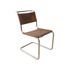 Rectangle Tube Dining Chair S33 with Natural Leather by Marcel Breuer / Mart Stam for Thonet