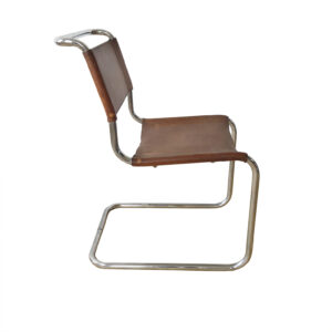 Rectangle Tube Dining Chair S33 with Natural Leather by Marcel Breuer / Mart Stam for Thonet