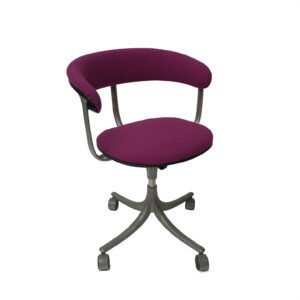 1960, Rasmussen, Jorgen for Knoll International, Pink Office Chair Round Ring Shaped Back- and Armrest and Wheels and in Height Adjustable