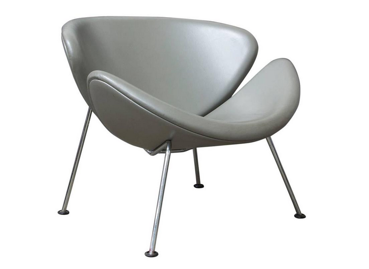 Silver Grey Leather Slice Chair, Pierre Paulin, Artifort