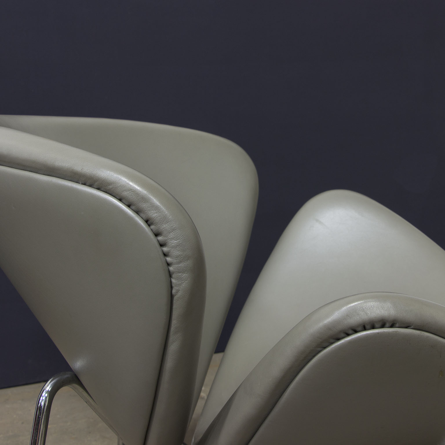 Silver Grey Leather Slice Chair, Pierre Paulin, Artifort - Image 7