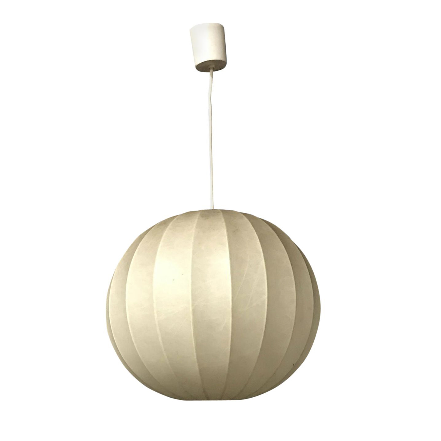 Spherical Cocoon Warm Light Pendant Lamp Plastic on Thin Metal Frame