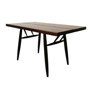 Table with Red Brown Wooden Top