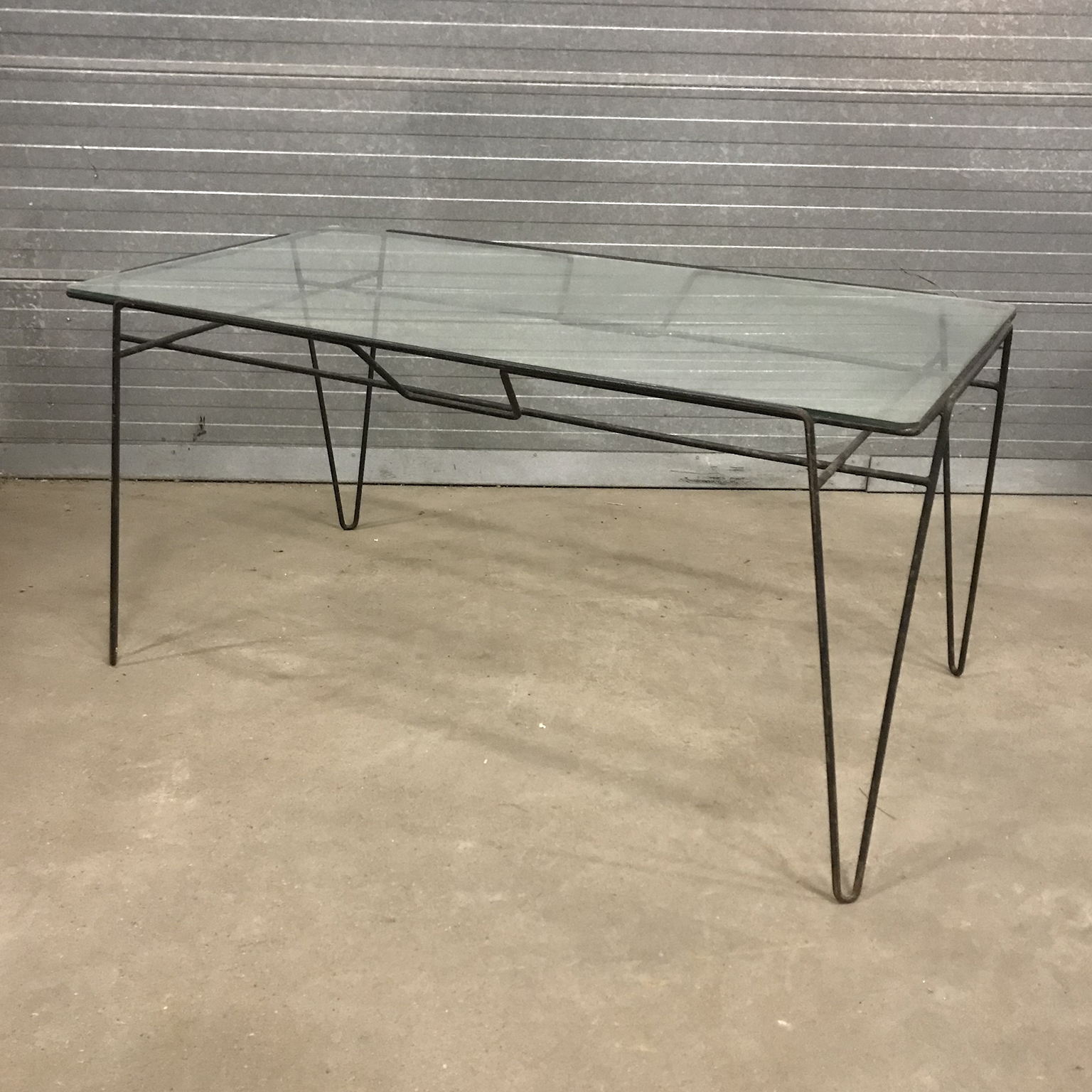 Super Elegant Dining Table, Black Metal Hairpin Legs and Glass Top, Buena de Mesquita - Image 2