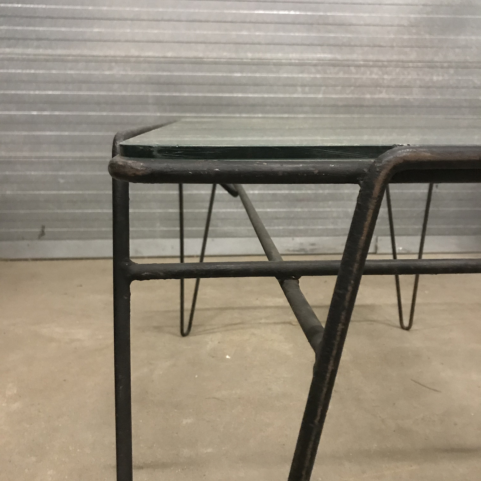 Super Elegant Dining Table, Black Metal Hairpin Legs and Glass Top, Buena de Mesquita - Image 15