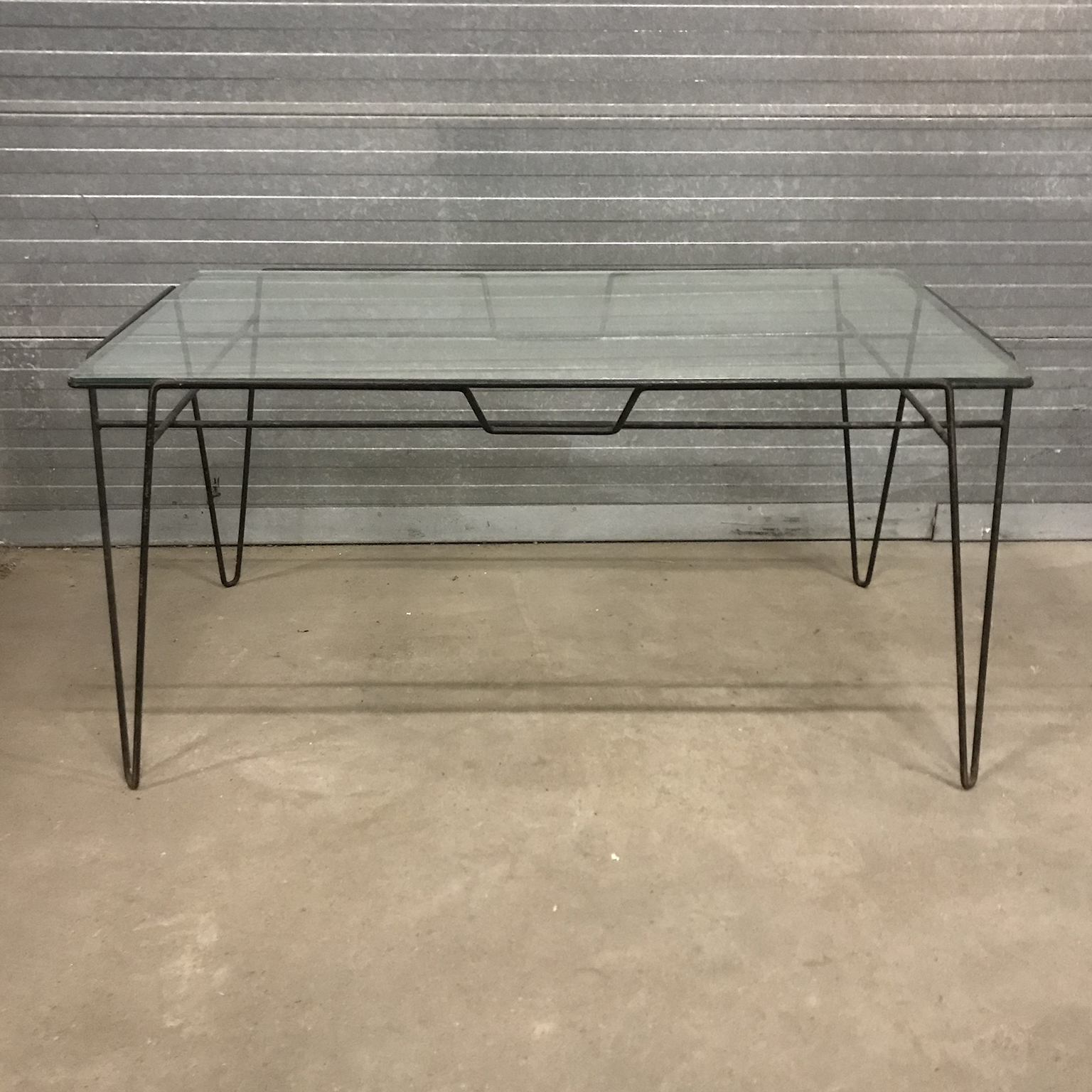 Super Elegant Dining Table, Black Metal Hairpin Legs and Glass Top, Buena de Mesquita - Image 7
