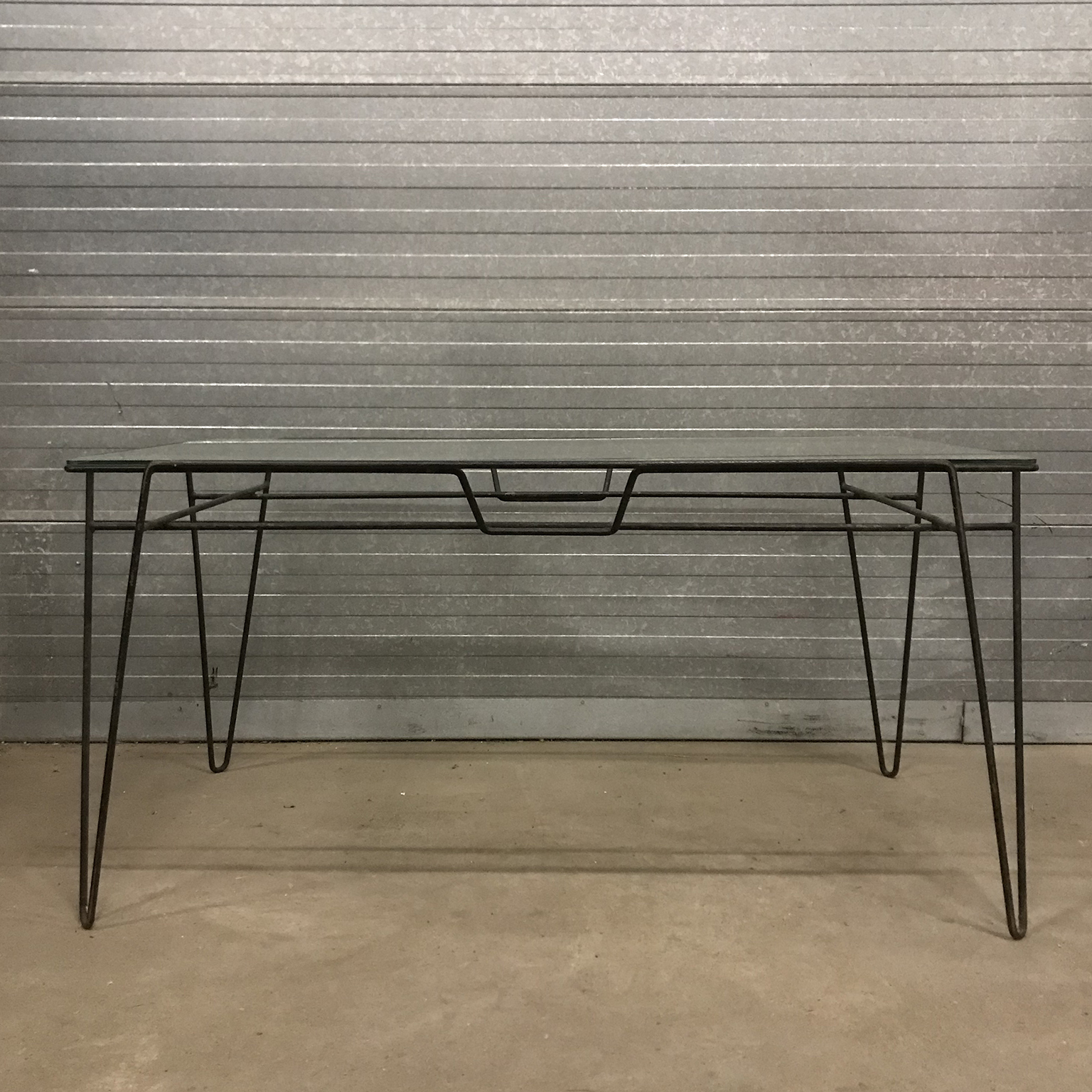 Super Elegant Dining Table, Black Metal Hairpin Legs and Glass Top, Buena de Mesquita - Image 8